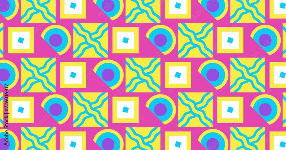 Geometric loop abstract background. Modern Animated Geometric pattern or background. 4K resolution geometric motion design. Abstract moving shapes background with circles, squares and triangular. Geometric loop abstract background. Modern Animated Geometric pattern or background. 4K resolution geometric motion design. Abstract moving shapes background with circles, squares and triangular.