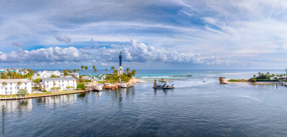 Drone view of Hillsboro Inlet, Florida
