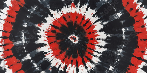 Tie Dye pattern in thin red, black and white. Retro 70s style  