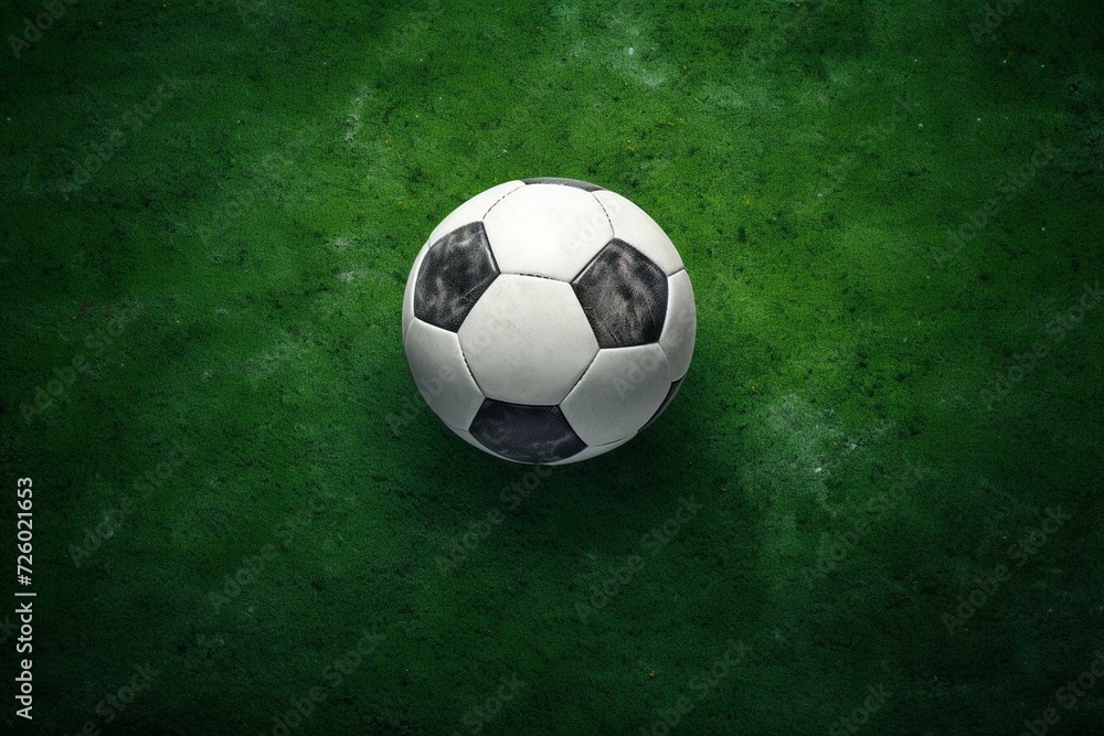 Soccer ball ready for corner kick. Top view of the football field. Generative AI
