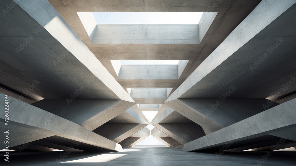 Obraz premium Industrial style building, with concrete cement block architecture modern design construction.