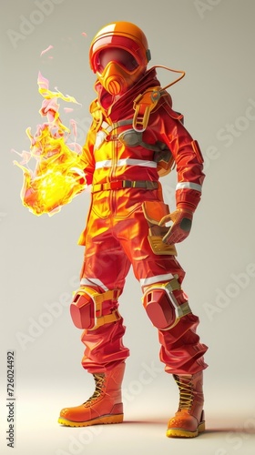 Cartoon digital avatars of Flame Fighter