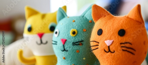 Home-based creative activities with children involve making soft toys using felt as a crafting material. Sewing them can make it a delightful hobby for both parents and children. photo
