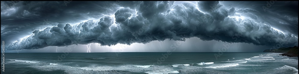 Menacing Storm Cloud Formation Over Sea: A Dramatic Seascape