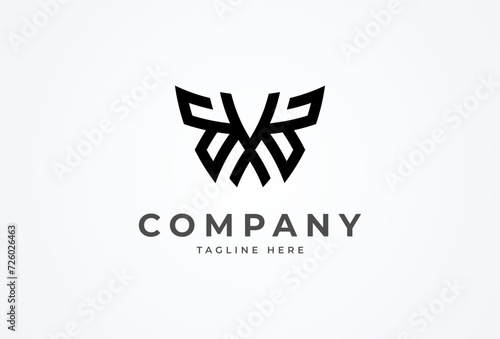 Initial X butterfly Logo. modern and minimalist letter X and butterfly wing combination. Flat design logo inspiration. vector illustration