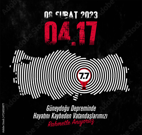 Türkiye Depremi. Translation: Turkey Earthquake. Get well soon to all of us. Kahramanmaras, Hatay, Osmaniye, Adıyaman, Gaziantep, Sanliurfa Diyarbakir, Malatya, Adana.