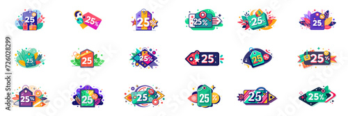 A set of SALE themed vibrant icons, each with their own unique design.