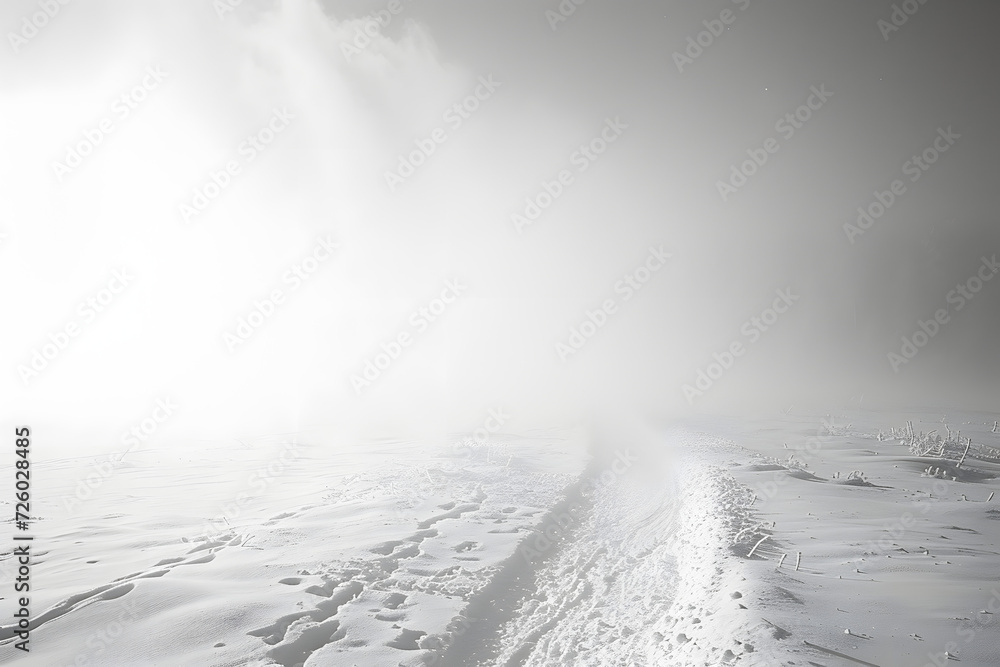 white foggy background with snow