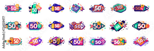 A set of SALE themed vibrant icons  each with their own unique design.