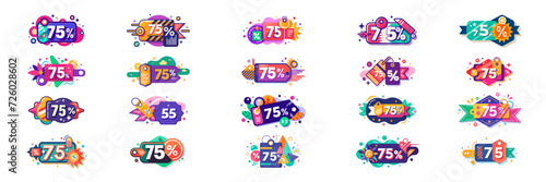 A set of SALE themed vibrant icons, each with their own unique design.