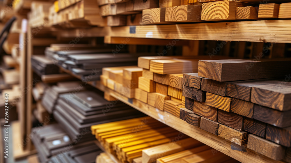 Obraz premium 多様な色と木目が織りなすナチュラルウッドパネルの背景