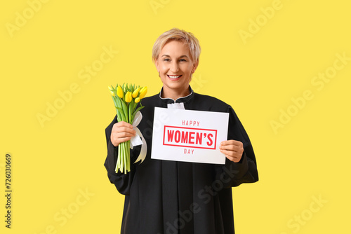 Mature female judge with tu...