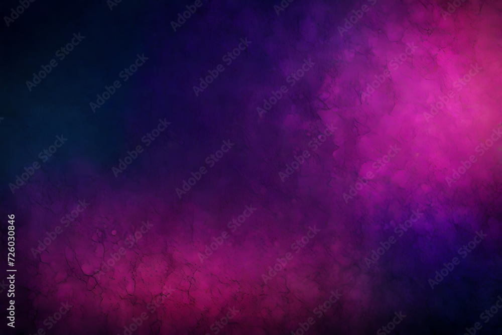 Naklejka premium A Journey through the Mesmerizing Dark Blue-Purple-Pink Gradient, An Abstract Retro Vibe with Textured Spray, Illuminated by a Luminous Color Gradient. Immerse in the Grainy Noise of a Grungy Empty Sp