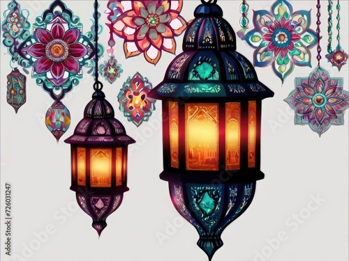 Ornamental Ramadan mosque style AI background and sticker