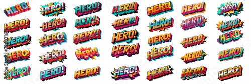 Sticker style, Colors editable, 3D HERO text.
