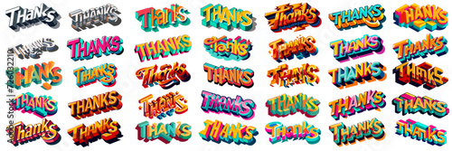Sticker style, Colors editable, 3D THANKS text.