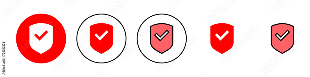 Shield check mark icon set illustration. Protection approve sign. Insurance icon Shield check mark icon set illustration. Protection approve sign. Insurance icon