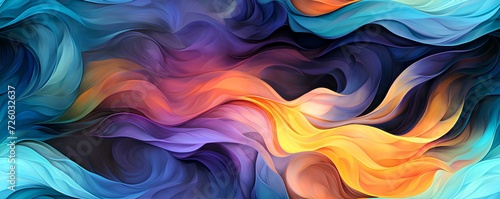 Abstract colorful vibrant textile fabric flowing wavy seamless pattern background. Generative AI. photo
