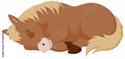 Cute Horse Cartoon Sleeping Vector Illustration. Animal Nature Icon Concept Isolated Premium Vector