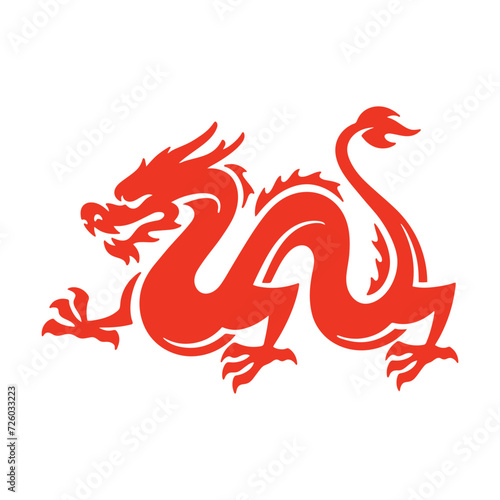 Chinese dragon vector illustration. Dragon silhouette