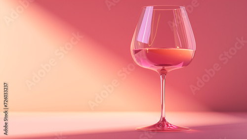 an elegant pink wine glass on a bright pink background