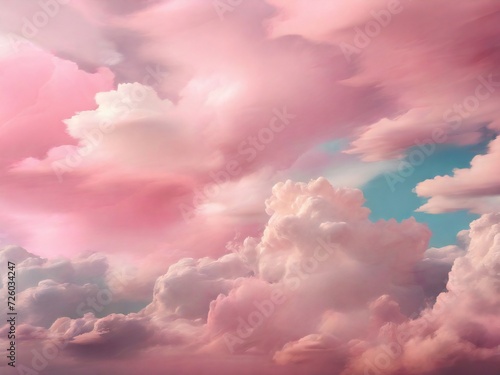 background of pink clouds and sky. paster color. design for poster, greeting card, banner, web, social media. ai generative design © Firly