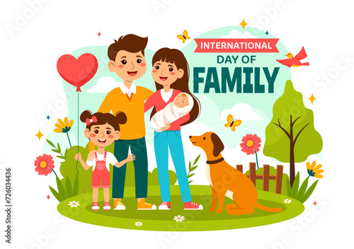 International Day of Family Vector Illustration with Mom  Dad and Children Character to Happiness and Love Celebration in Flat Kids Cartoon Background