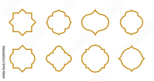Islamic Frame Set with Gold Color - Flat Design - Editable Vector : Suitable for Islamic Theme and Other Graphic Related Assets.