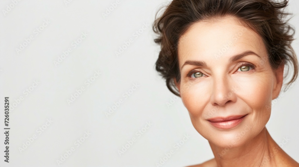 Graceful Middle-Aged Woman with Flawless Skin. Generative ai Graceful Middle-Aged Woman with Flawless Skin. Generative ai