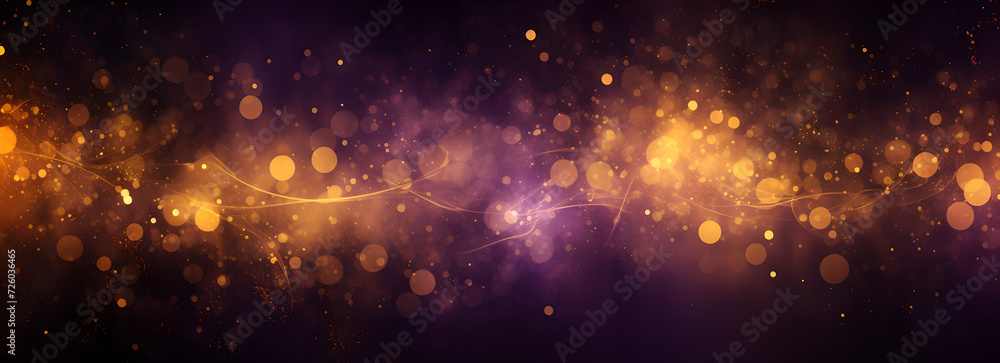 An abstract background with shiny glitter gold and purple confetti sprinkled all over
 - obrazy, fototapety, plakaty 