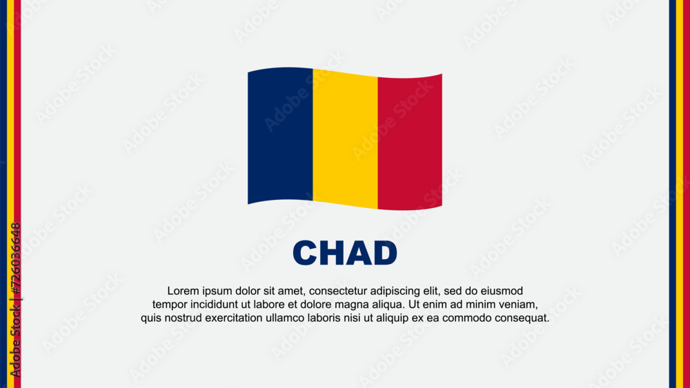 Fototapeta premium Chad Flag Abstract Background Design Template. Chad Independence Day Banner Social Media Vector Illustration. Chad Cartoon