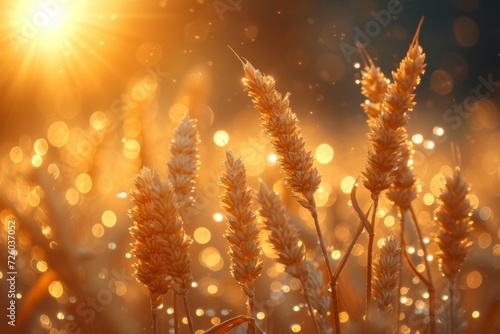Spikelets of the harvest. Background with selective focus and copy space © top images