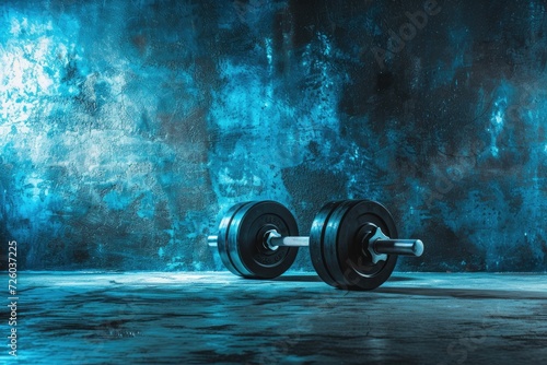 Fitness training in weightlifting with a sports background photo