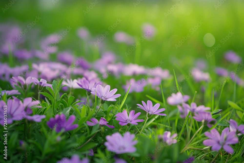 Blooming meadow or spring meadow with wildflowers. Background with selective focus and copy space Blooming meadow or spring meadow with wildflowers. Background with selective focus and copy space