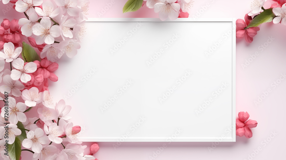 Flower background with copy space area, for writing content. White screen background with floral decoration, suitable for a spring theme background.
