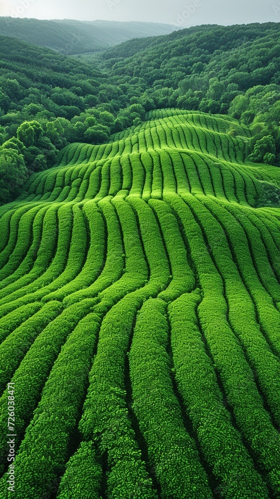 view from above of a lush, green field being watered view from above of a lush, green field being watered