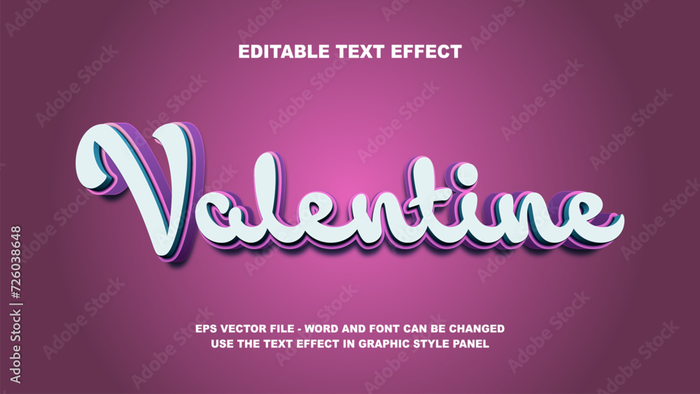 Editable Text Effect Valentine 3D Vector Template