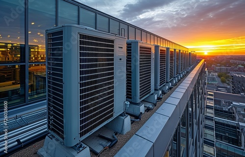 The building's roof has an air conditioning system, and it has an innovative ventilation and air conditioning system.