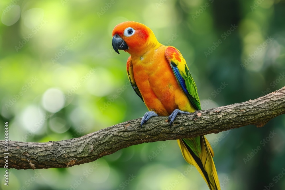 Gorgeous Sun Conure perched on tree