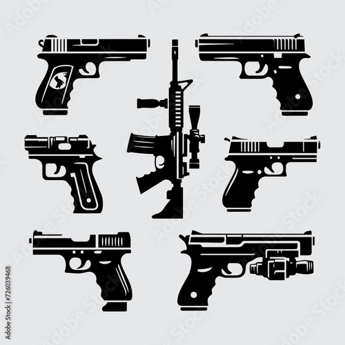Gun illustration vector set template