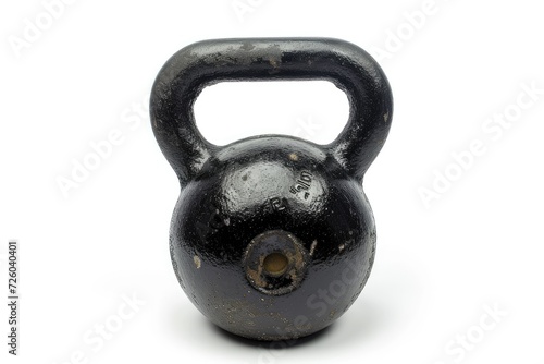 One black kettlebell for sports on a white background
