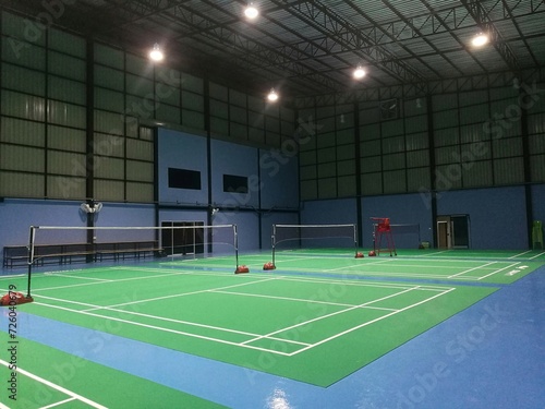 Badminton court in green