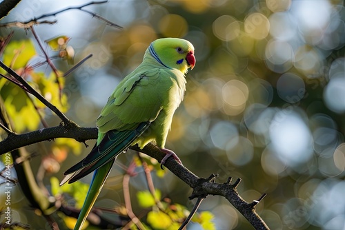 Wild and feral parrots Indian ringneck and others breed freely in Amsterdam s parks and trees photo