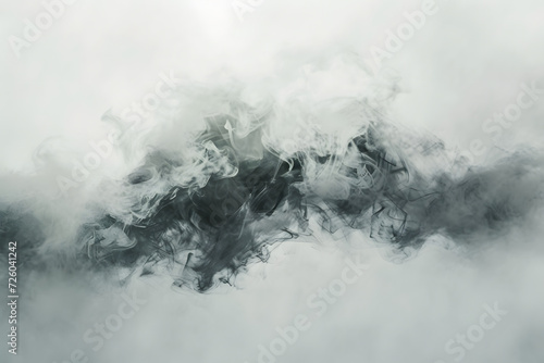 charcoal fog and smoke isolated on white photo