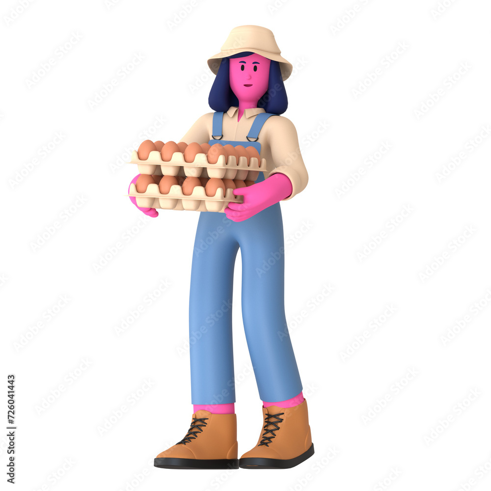 Farmer Girl Bring Chicken Eggs Agriculture Village Farmer Girl Bring Chicken Eggs Agriculture Village