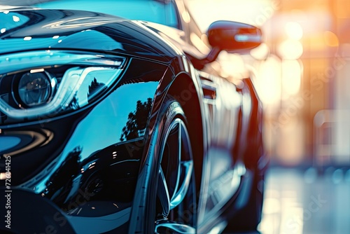 Expensive sports auto concept featured in luxury car close up banner background © VolumeThings