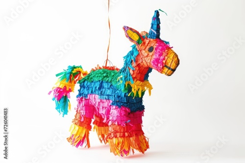 Isolated on a white background a traditional Mexican piñata with vibrant colors