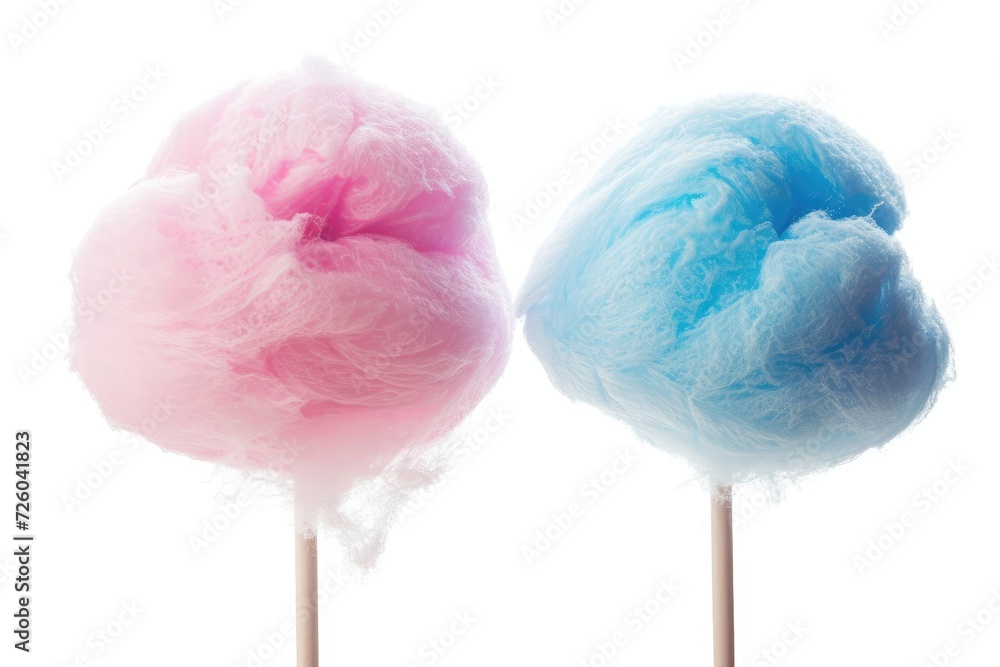 Pink and blue cotton candy on white background Pink and blue cotton candy on white background