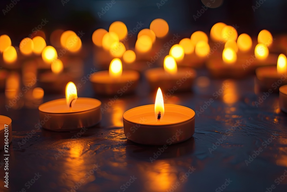 Multiple candles shallow depth of field dark Memory day focused Multiple candles shallow depth of field dark Memory day focused