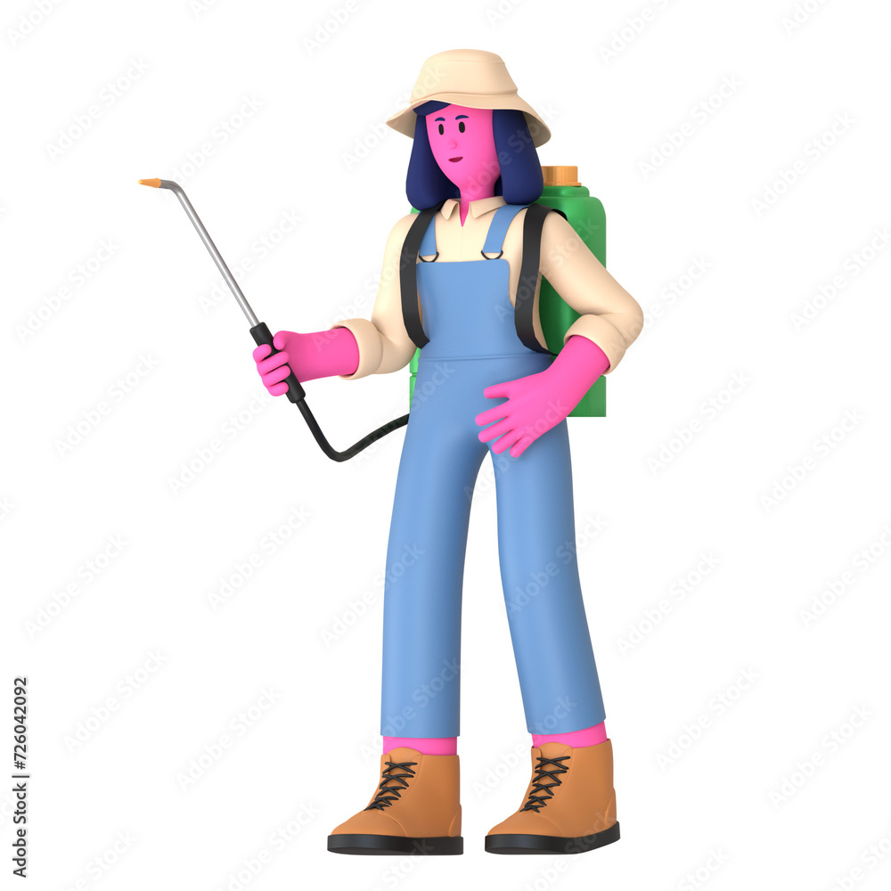 Farmer Girl Doing Pesticide Agriculture Village Farmer Girl Doing Pesticide Agriculture Village